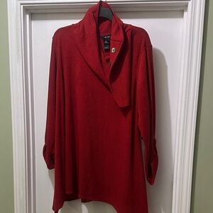 Ali Miles Vibrant Red Cowl Neck Sweater
